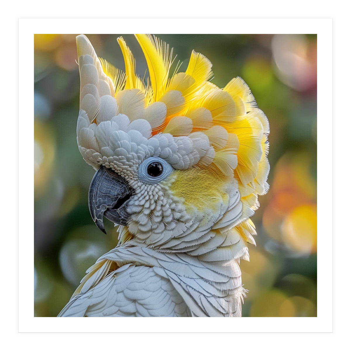 Yellow Crested Cockatoo Bird Close Up Portrait (Print Only)