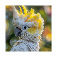 Yellow Crested Cockatoo Bird Close Up Portrait (Print Only)