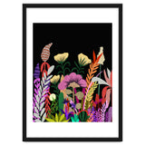 Dark Garden, Eclectic Bold Floral Botanical Nature, Colorful Mystery Bohemian Flowers Plants thumbnail