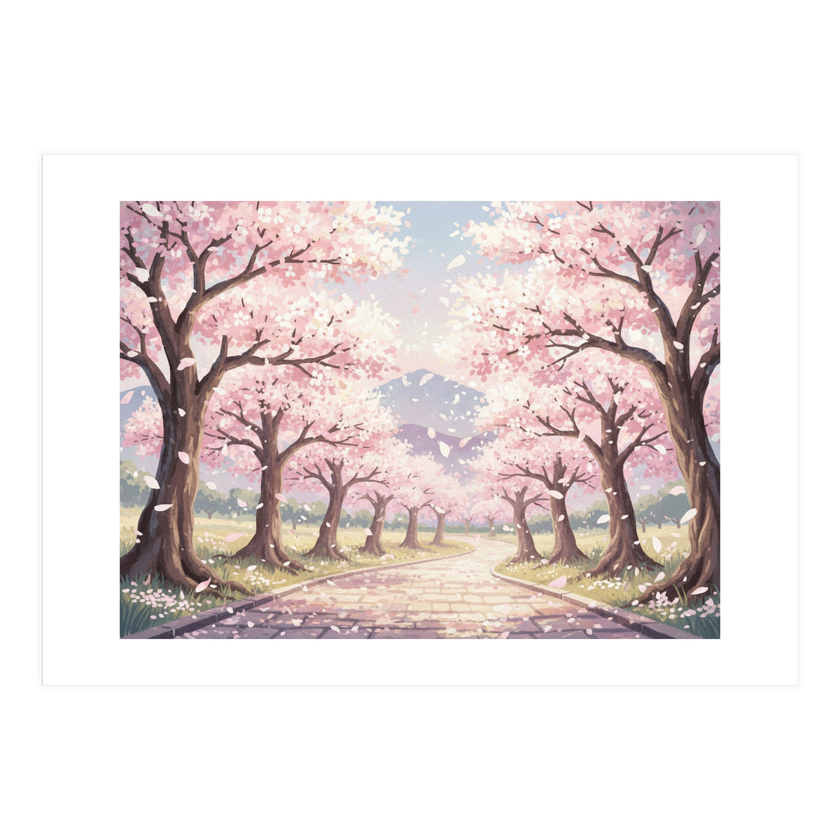 Sakura Path: Serene Cherry Blossom Avenue (Print Only)