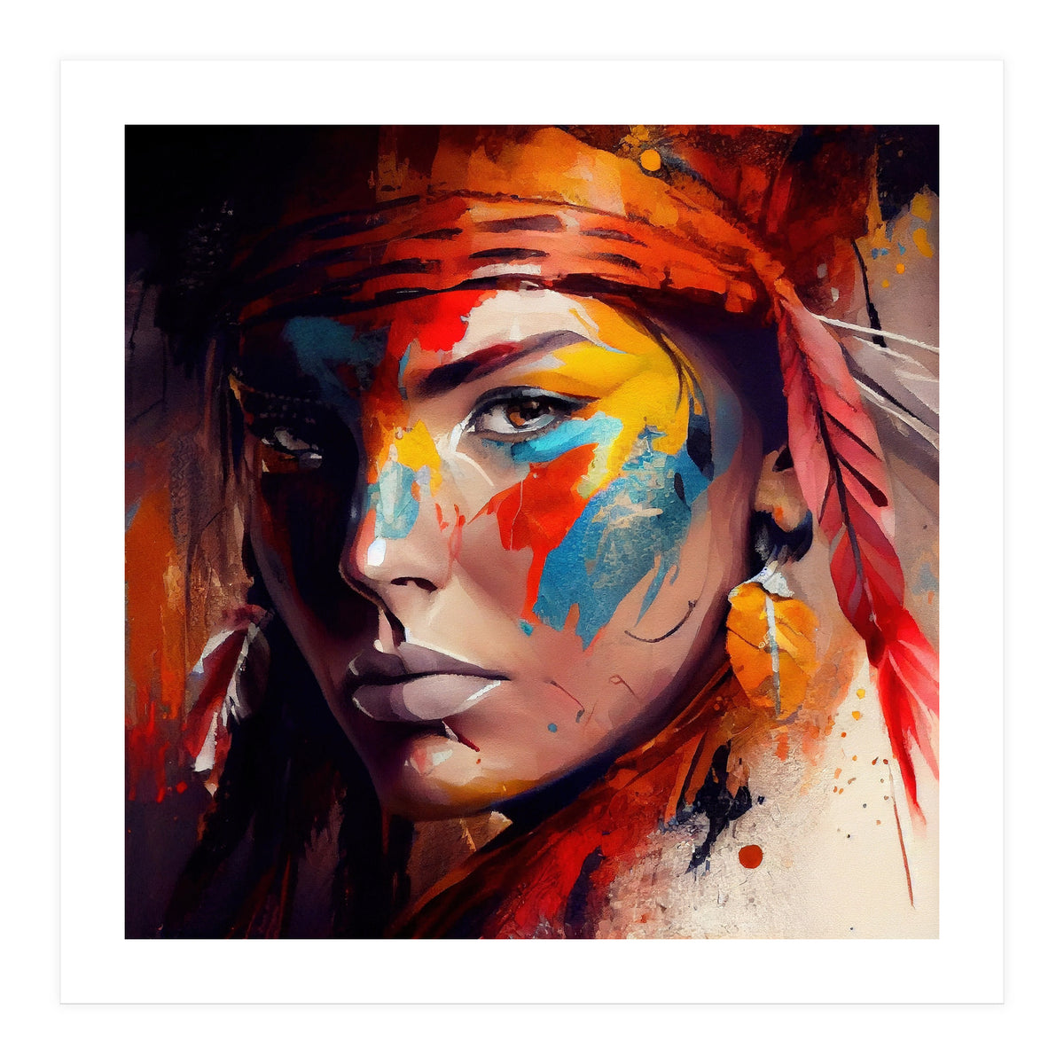 Powerful American Native Woman #4 (Print Only)