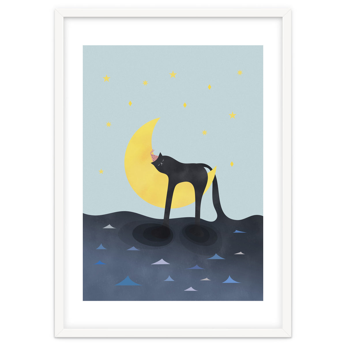 Beauty Sleep - Melting Cat on the crescent moon