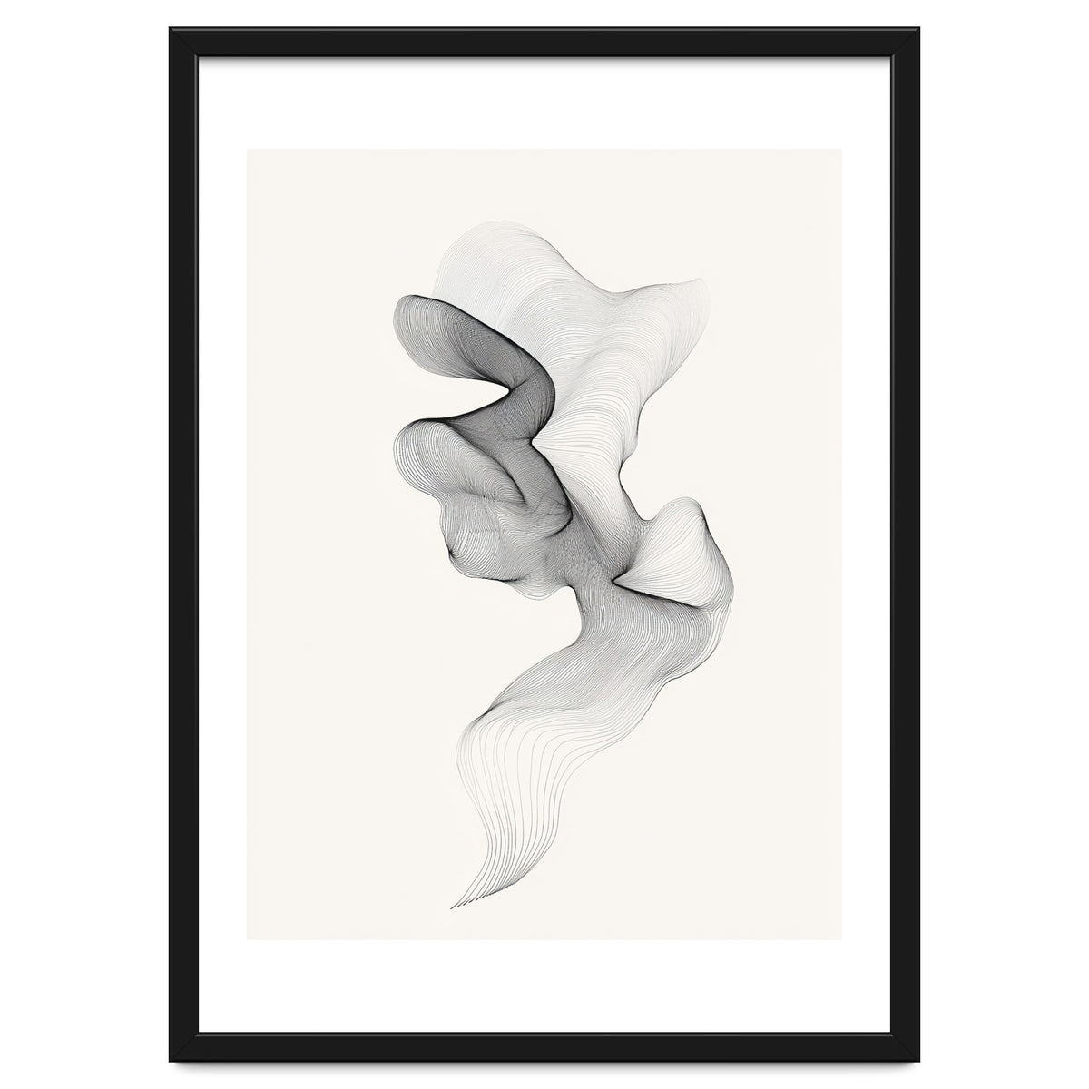 Abstract Black And White Swirling Lines Flowing Form