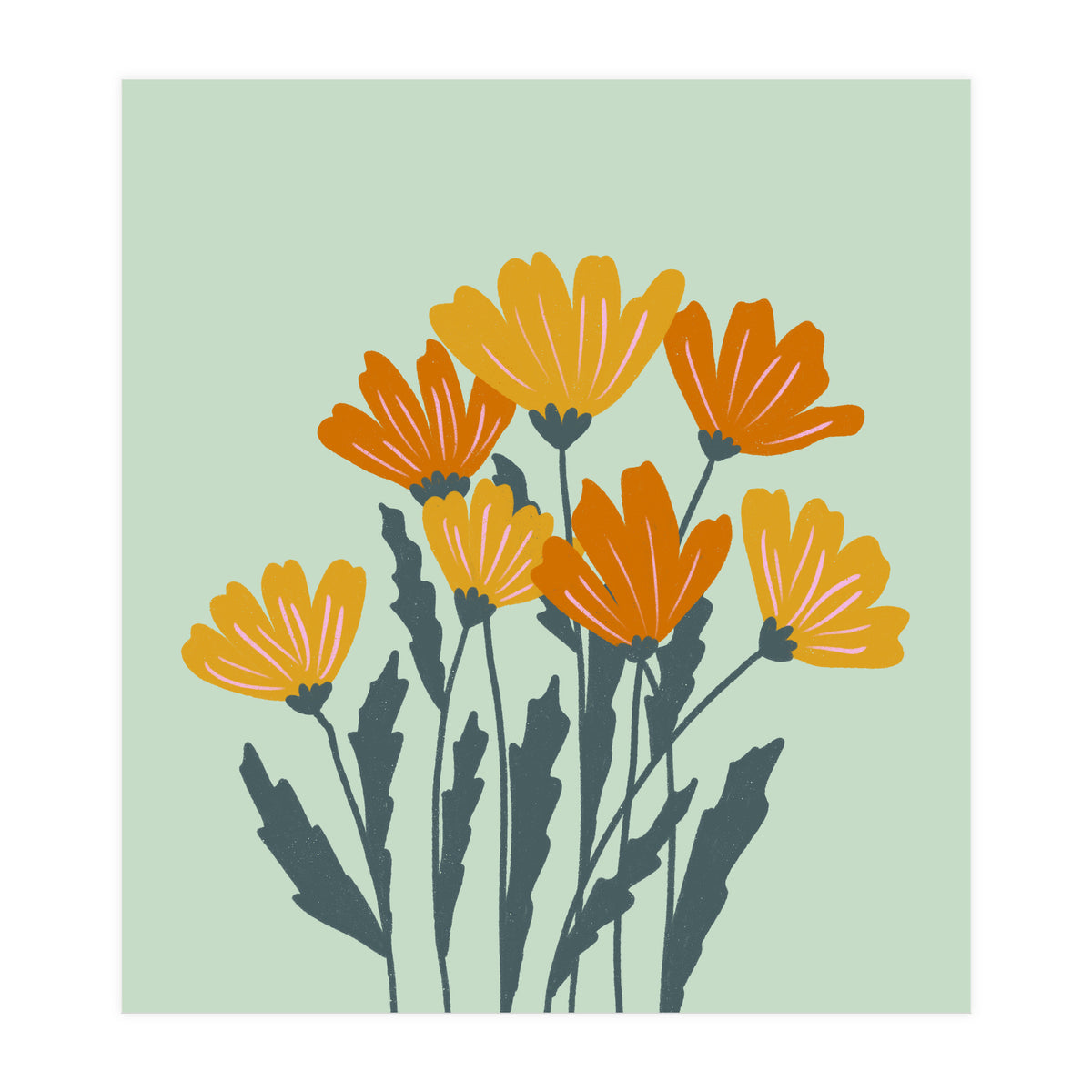Orange and Yellow Flowers (Print Only)