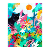 The Black Panther, Tropical Jungle Watercolor Painting, Botanical Forest Colorful Bohemian Illustration, Tiger Leopard Cheetah Animals (Print Only) thumbnail