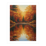 Golden Autumn Reflection: Impasto Forest Landscape (Print Only) thumbnail
