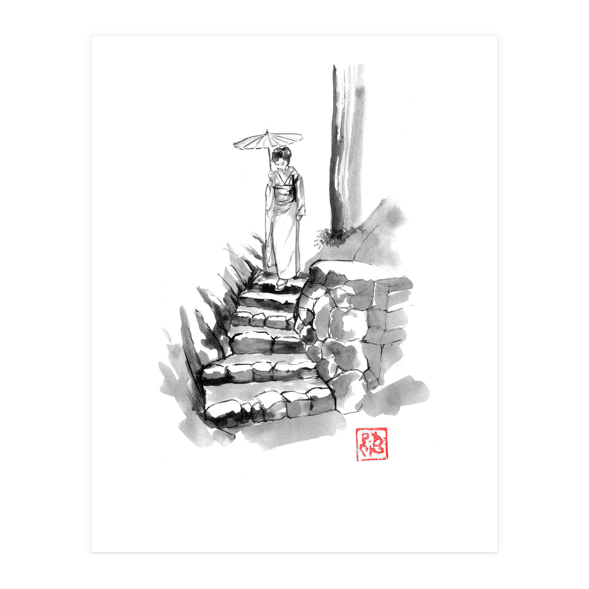 woman Descending Stairs (Print Only)