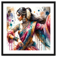 Hindu Woman Dancer With Jewelry And Sari