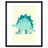 Teal Stegosaurus Watercolor Art, Cute Dinosaur Nursery Print, Whimsical Dino Illustration thumbnail