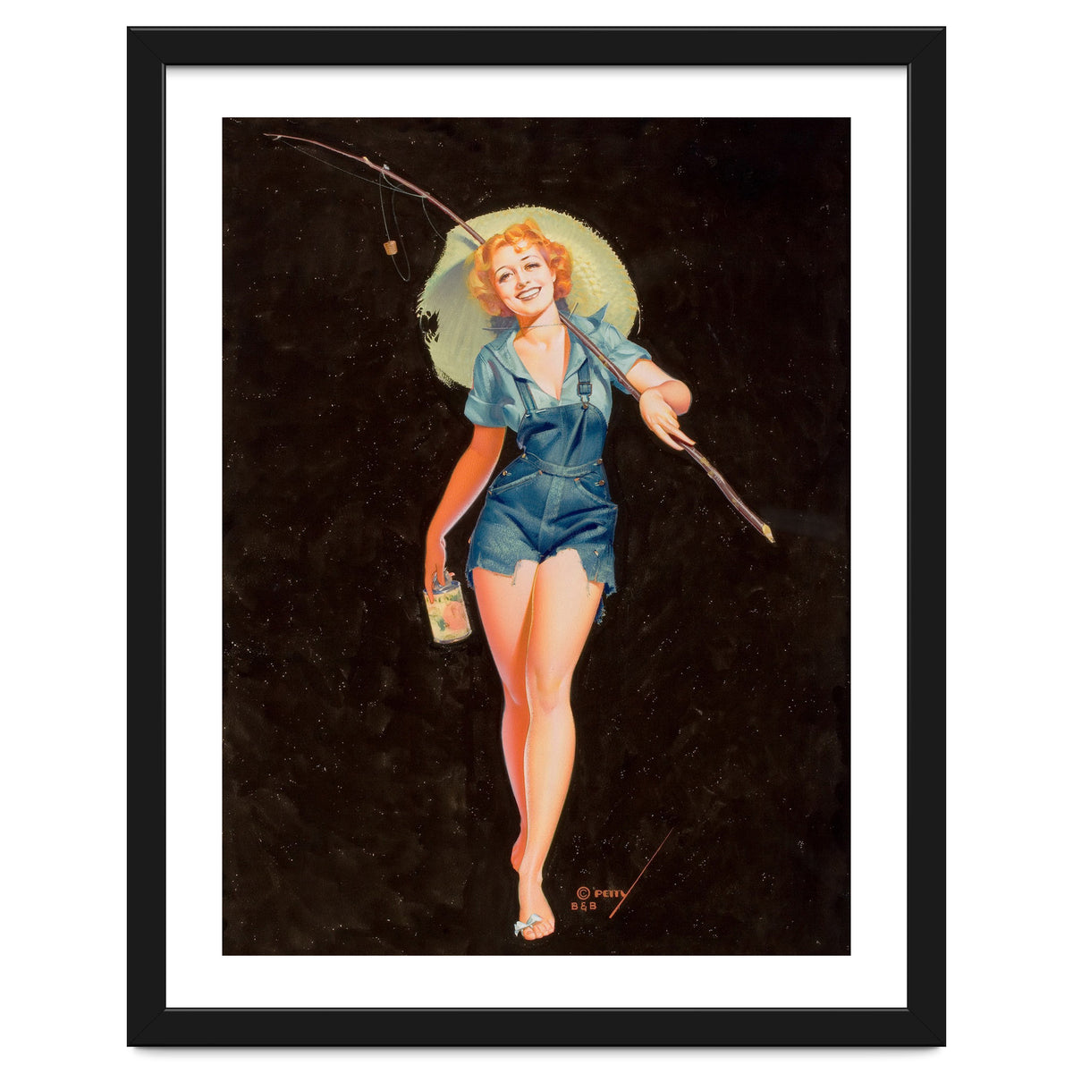 Happy Pinup Girl With A Fishing Stick