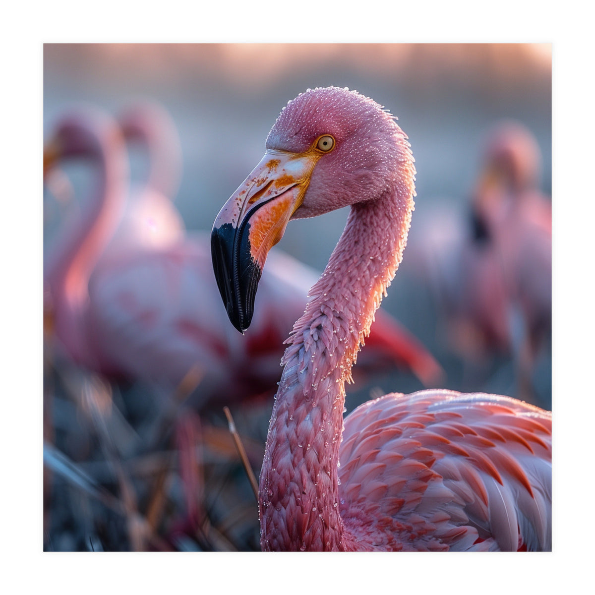 Close Up Of A Pink Flamingo Bird In Natural Light (Print Only)