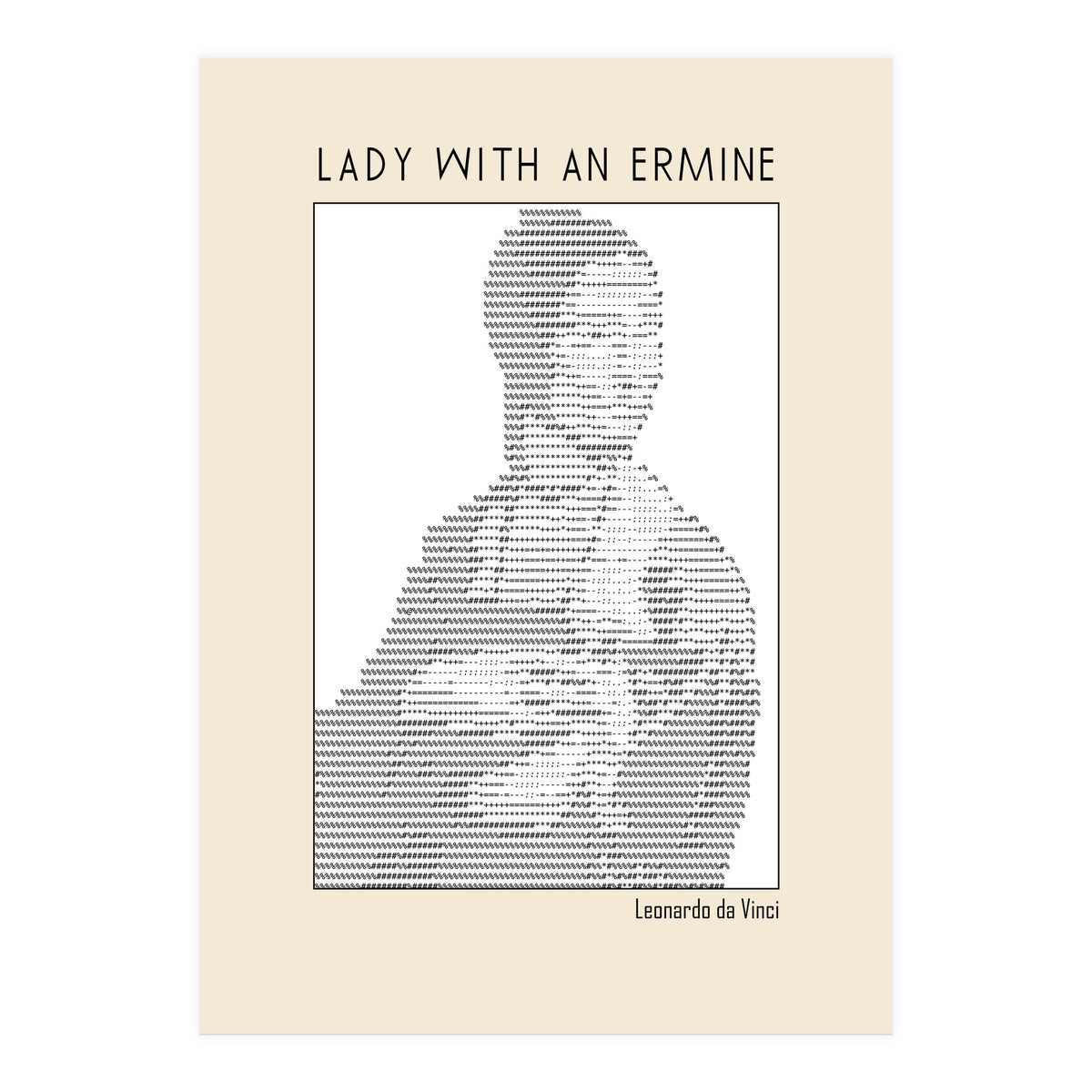 Lady With An Ermine – Leonardo Da Vinci Ascii Art (Print Only)