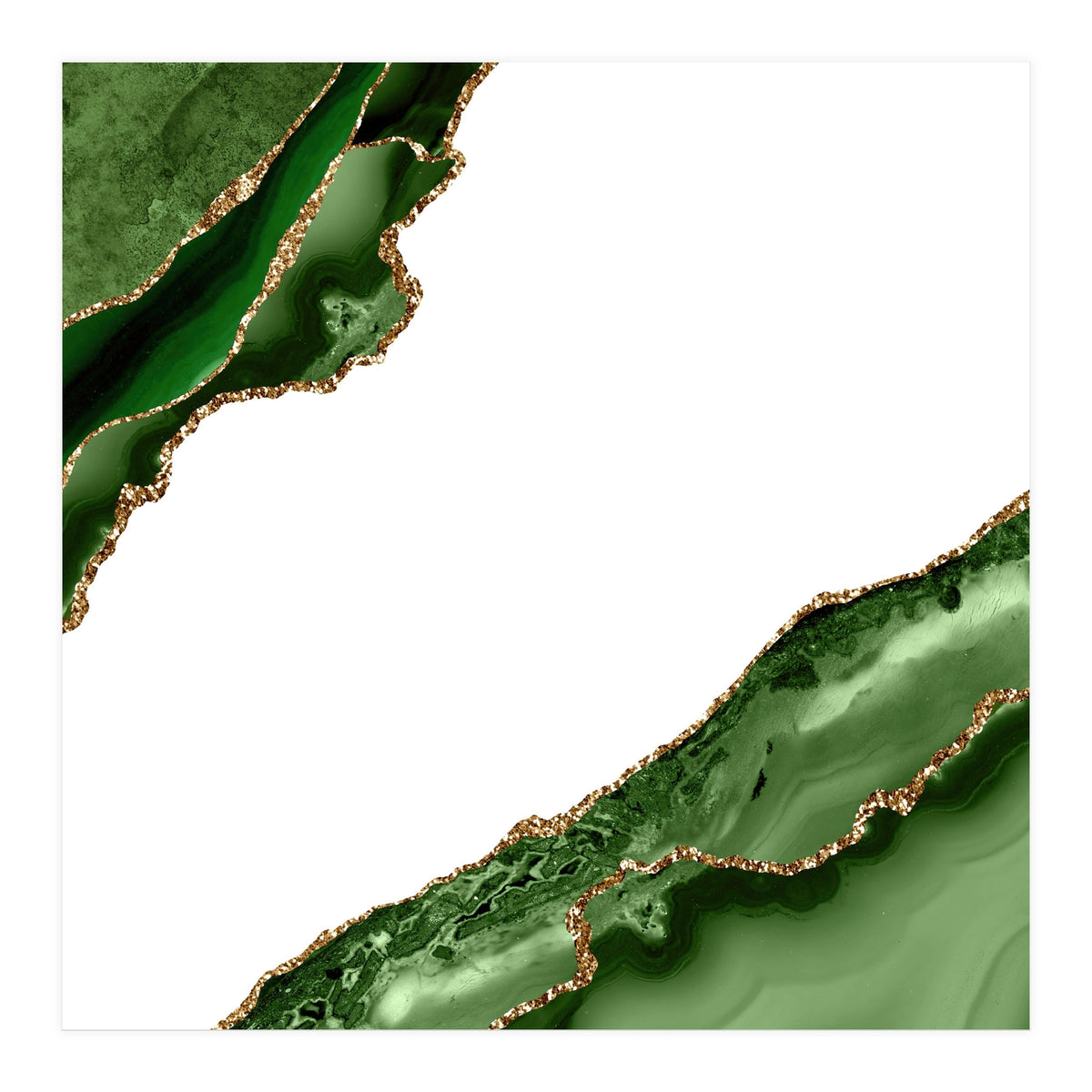 Green & Gold Agate Texture 19  (Print Only)