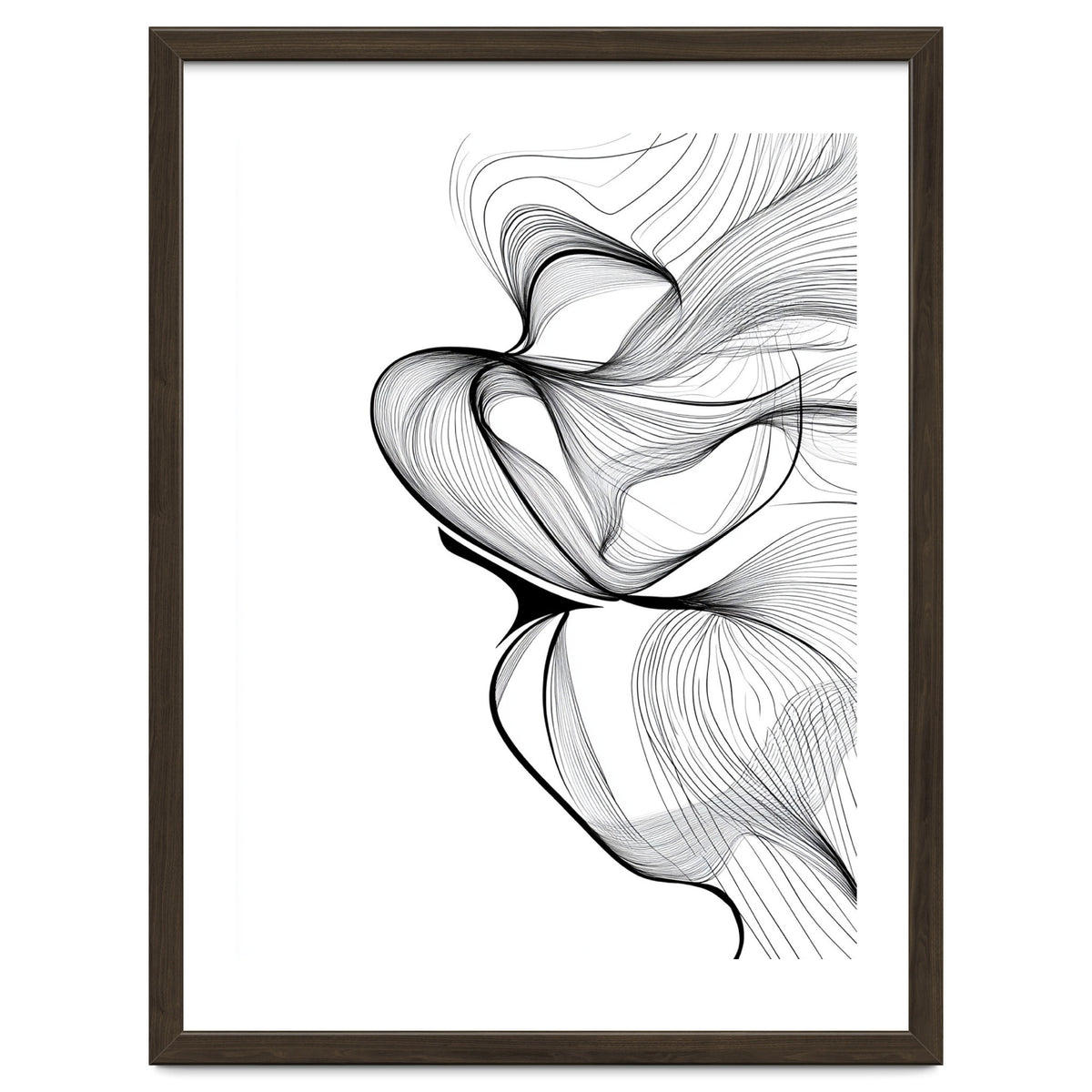 Abstract Black And White Swirls And Lines Flowing Art