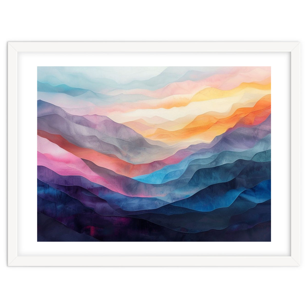 Vibrant Abstract Watercolor Mountain Landscape