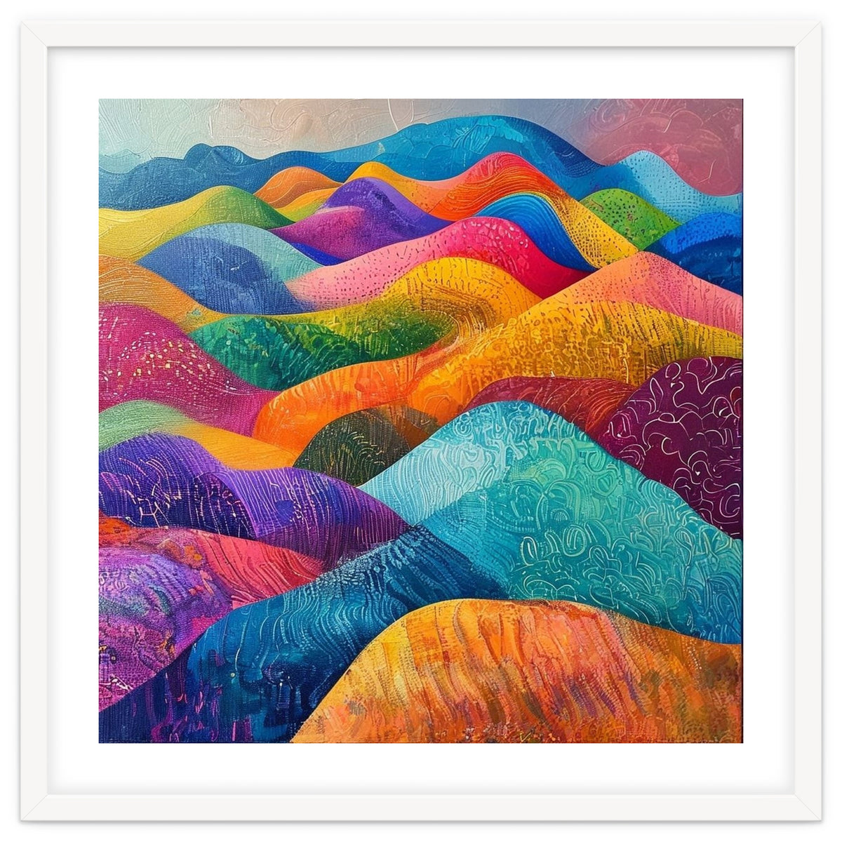 Vibrant Rainbow Rolling Hills Landscape