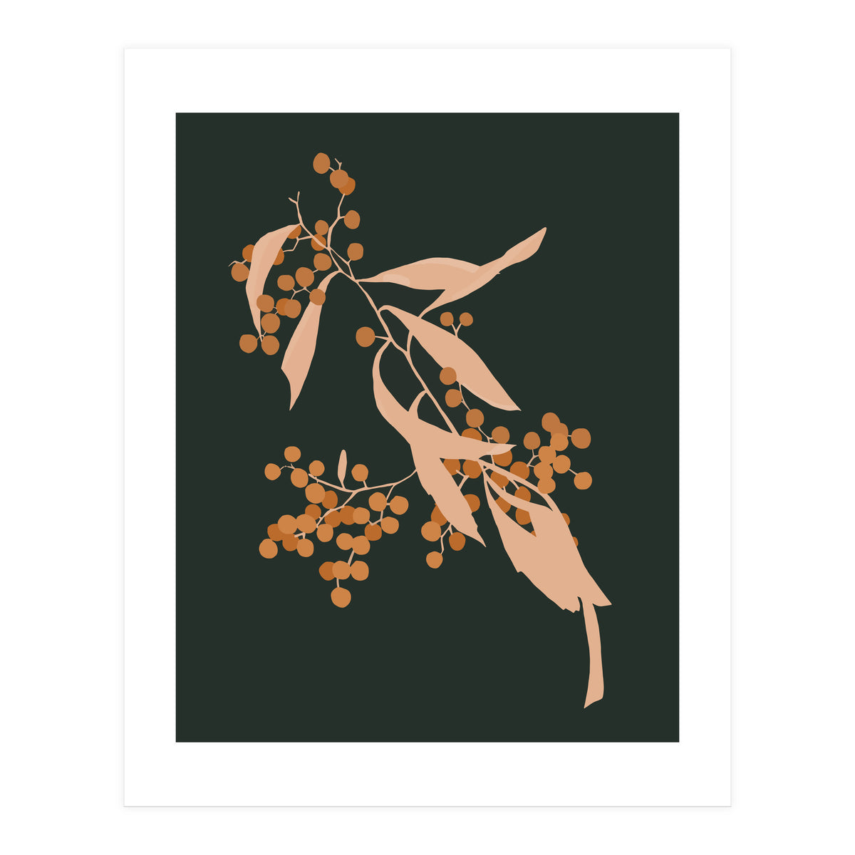 The Blooming Touch, Botanical Vintage Illustration, Dark Blush Bohemian Painting, Plants Nature Eclectic Classy Scandinavian (Print Only)