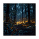 Enchanted Midnight Forest with Glowing Fireflies (Print Only) thumbnail