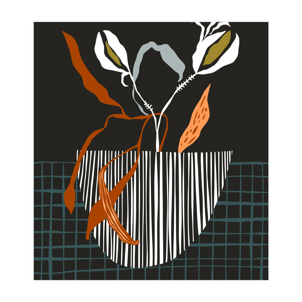 Midcentury plant pot dark (Print Only)