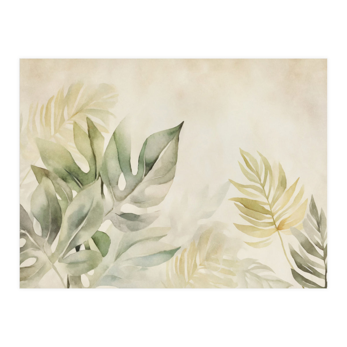 Gentle Leaf Tropical Whispers Watercolor Green (Print Only)