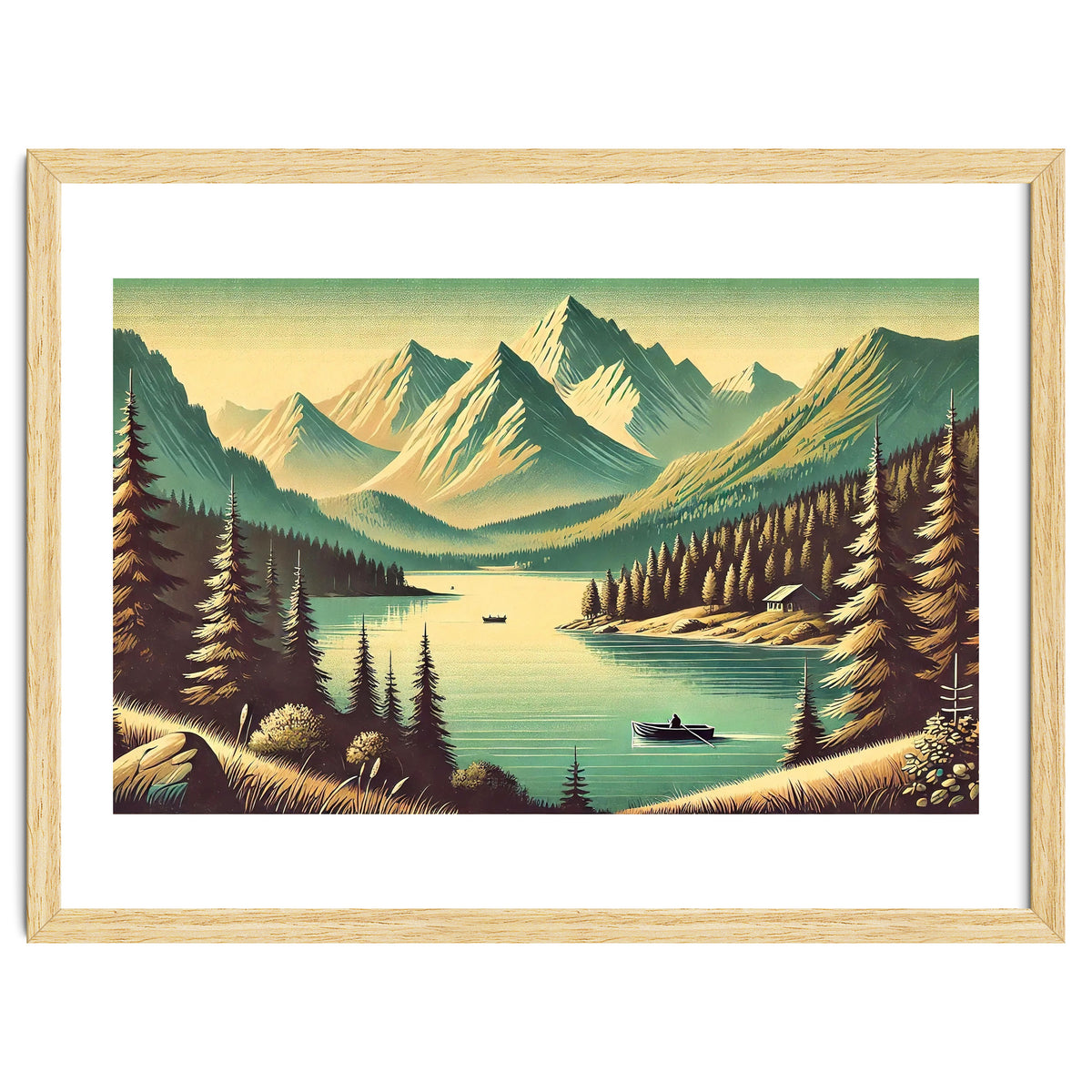 Vintage Alpine Lake Poster