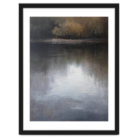 Atmospheric Golden Autumn Forest Reflection Oil Painting