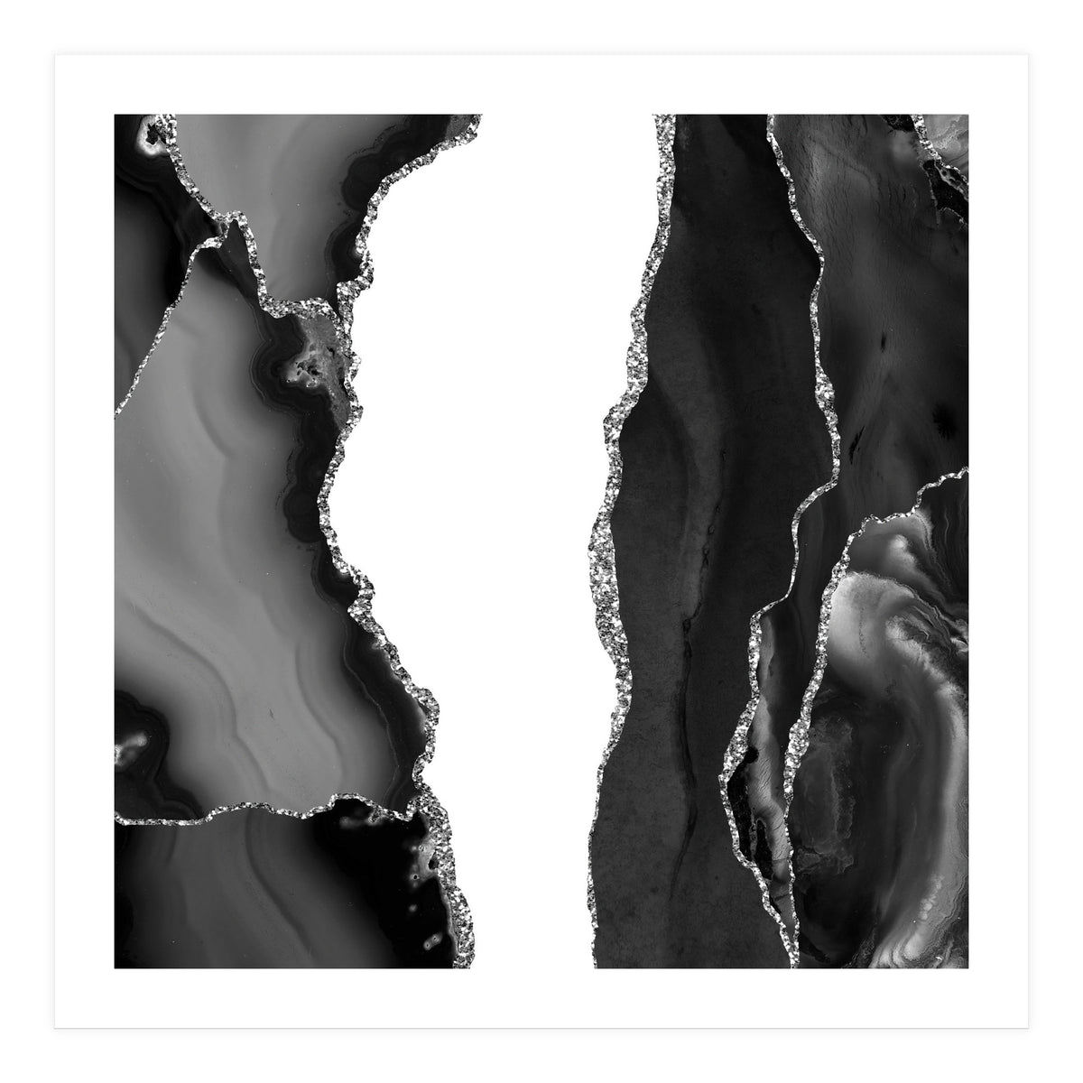 Black & Silver Agate Texture 07 (Print Only)