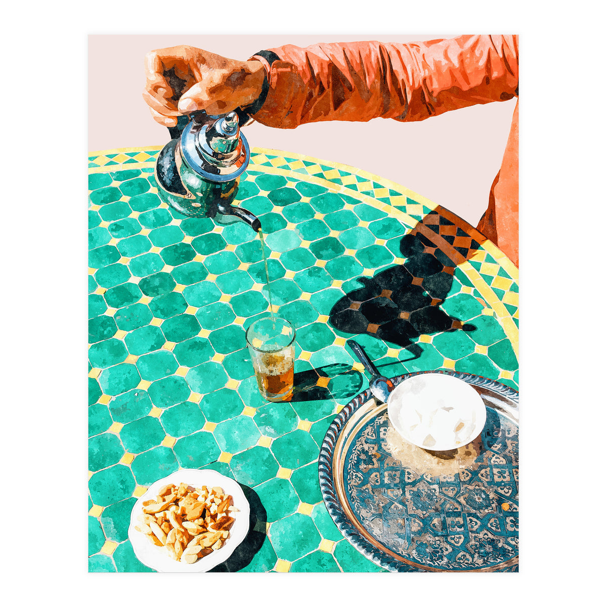 Chai, India Culture & People Painting, Exotic Travel Places Tea Bohemian Colorful Morocco Turkish (Print Only)