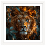 Close Up Majestic Lion Face Amidst Foliage thumbnail