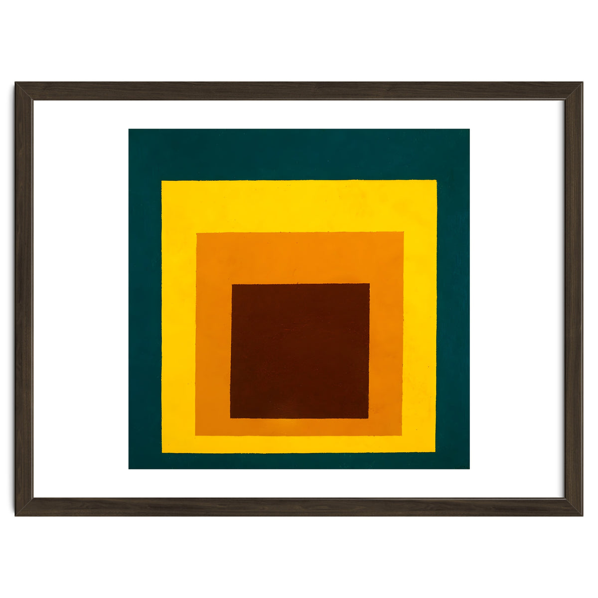 JOSEF ALBERS - HOMAGE TO THE SQUARE DARK GREEN YELLOW ORANGE BROWN