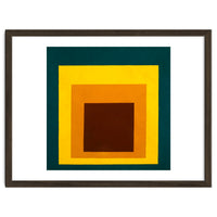 JOSEF ALBERS - HOMAGE TO THE SQUARE DARK GREEN YELLOW ORANGE BROWN