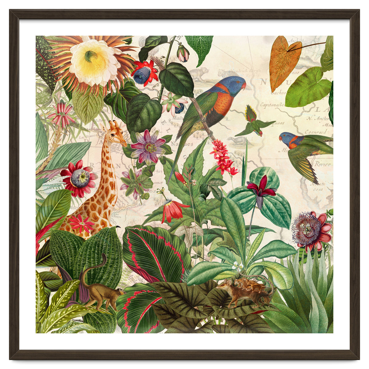 Exotic Lush Jungle And Wild Animals Landscape