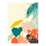 Tropical Nature, Botanical Pastel Jungle Plants Illustration, Minimal Bohemian Palm Monstera Forest (Print Only) thumbnail