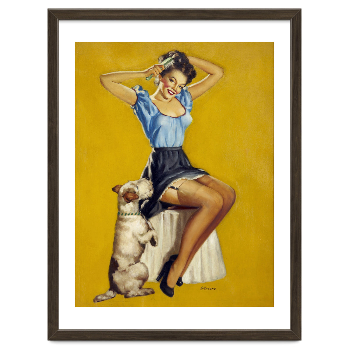 Pinup Woman Posing With Her Dog