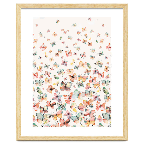 Watercolor Spring Butterflies Apricot