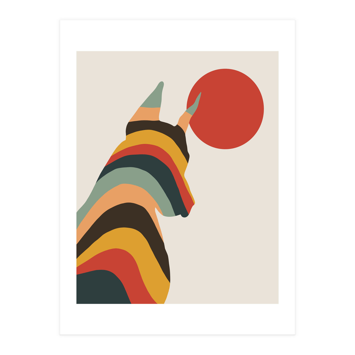 Dog Years, Rainbow Bohemian Animal, Pets Rise Dogs Retro, Eclectic Contemporary Solo (Print Only)