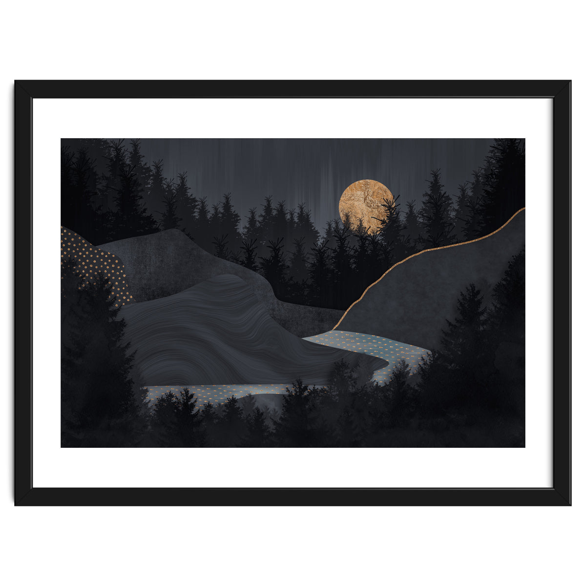 Abstract Landscape Midnight Moon