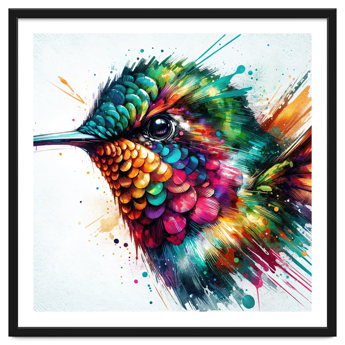 Watercolor Hummingbird Portrait