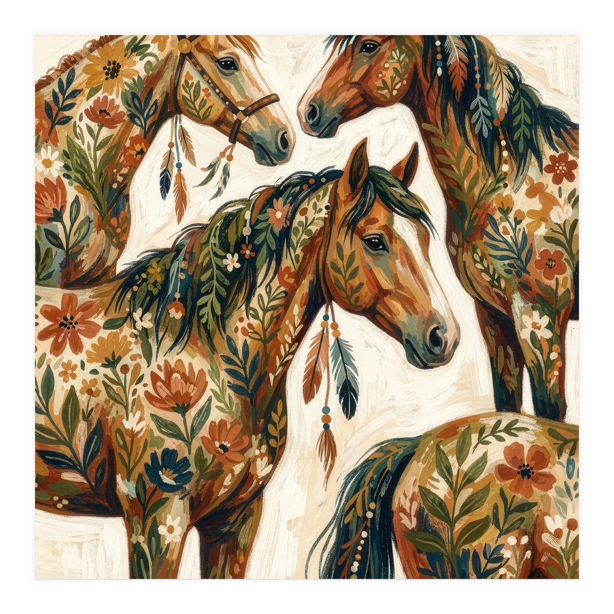 Rustic Horse Blossoms (Print Only)
