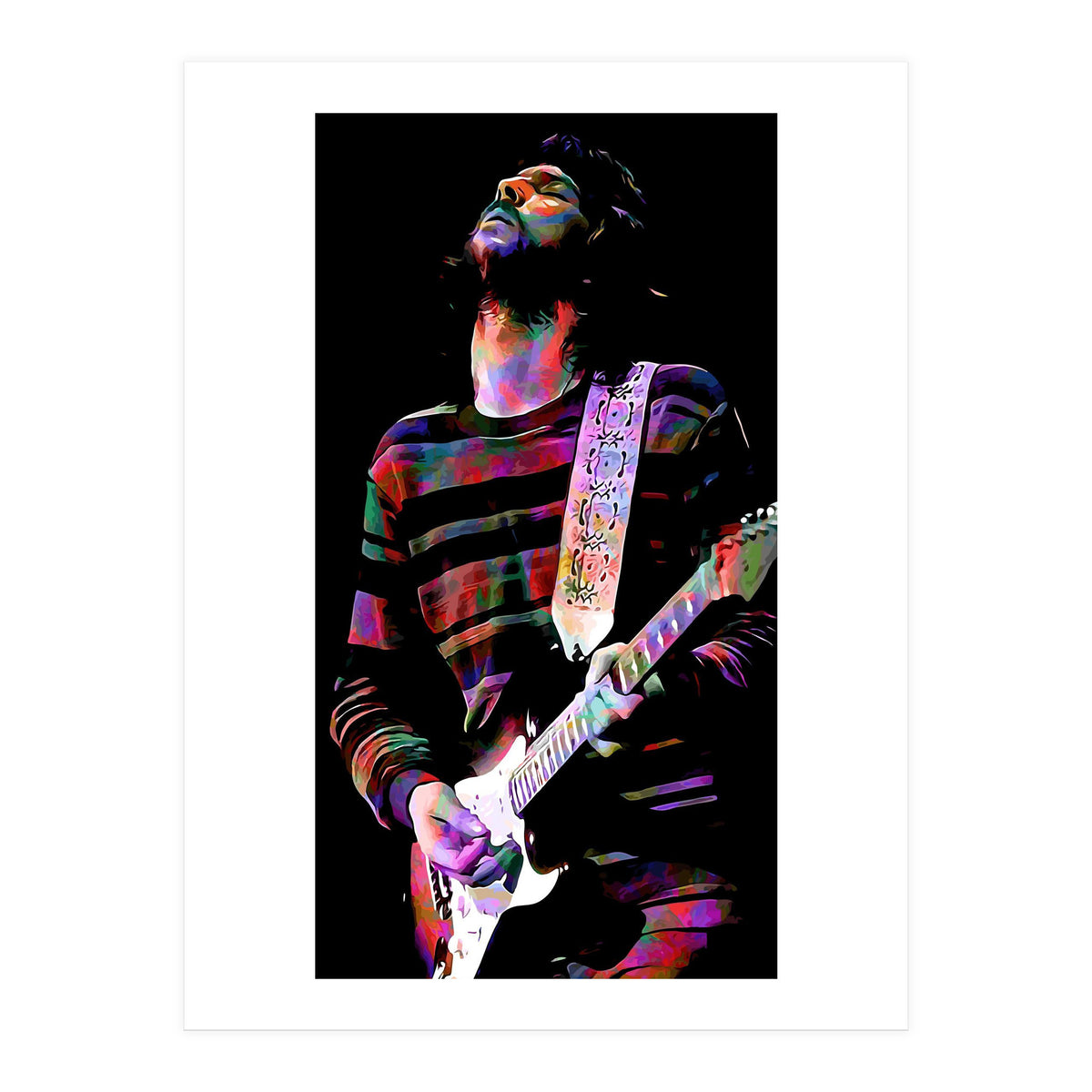 Eric Clapton American Rock and Blues Guitarist in Colorful (Print Only)