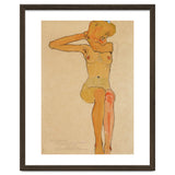 Seated female nude with raised right arm,1910 Gouache,. thumbnail