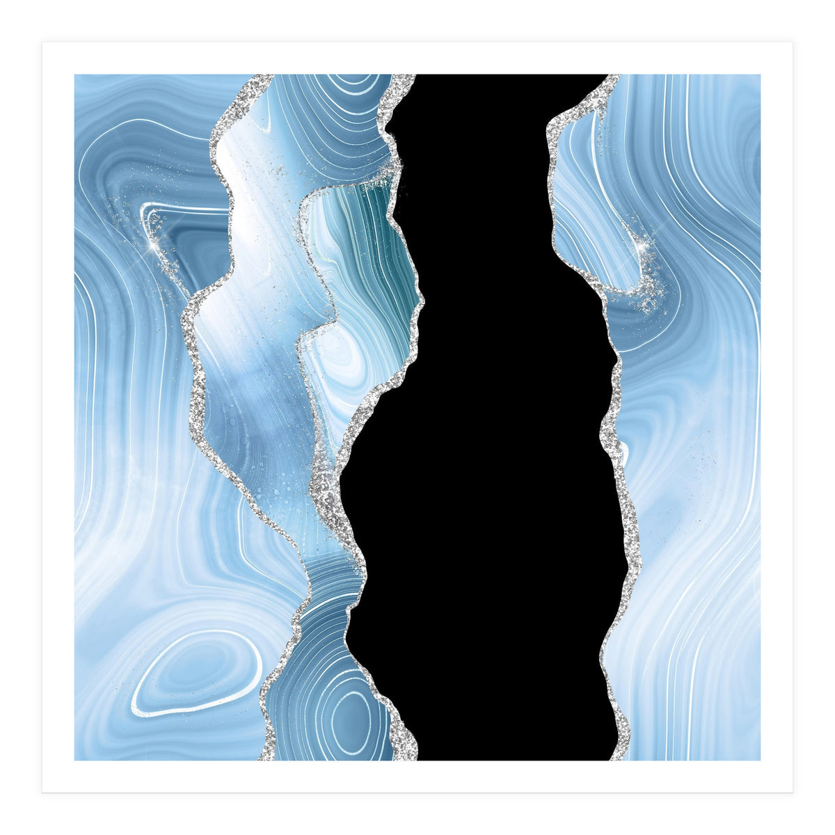 Blue & Silver Agate Glitter Texture 01 (Print Only)