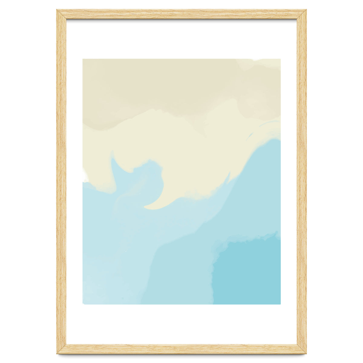 Mellow, Abstract Powder Blue Pastel Pearl Painting, Modern Simple Minimal Waves