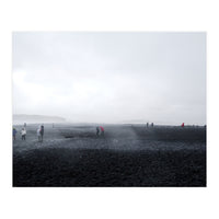 Tourists on the black sand beach - Iceland  (Print Only)