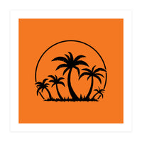 Palm Trees And Sunset in Black (Print Only)