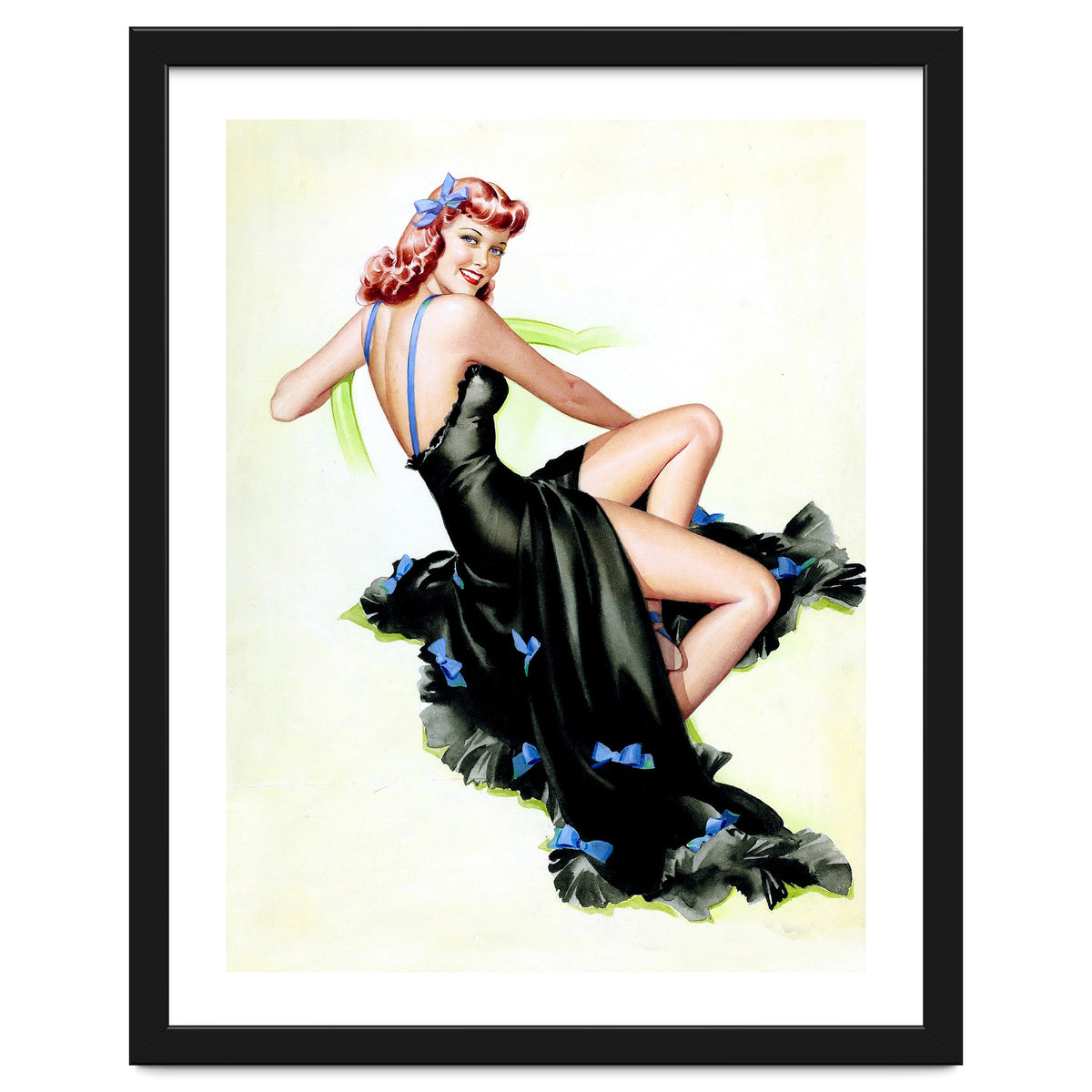 Pinup Girl Posing In Black Dress