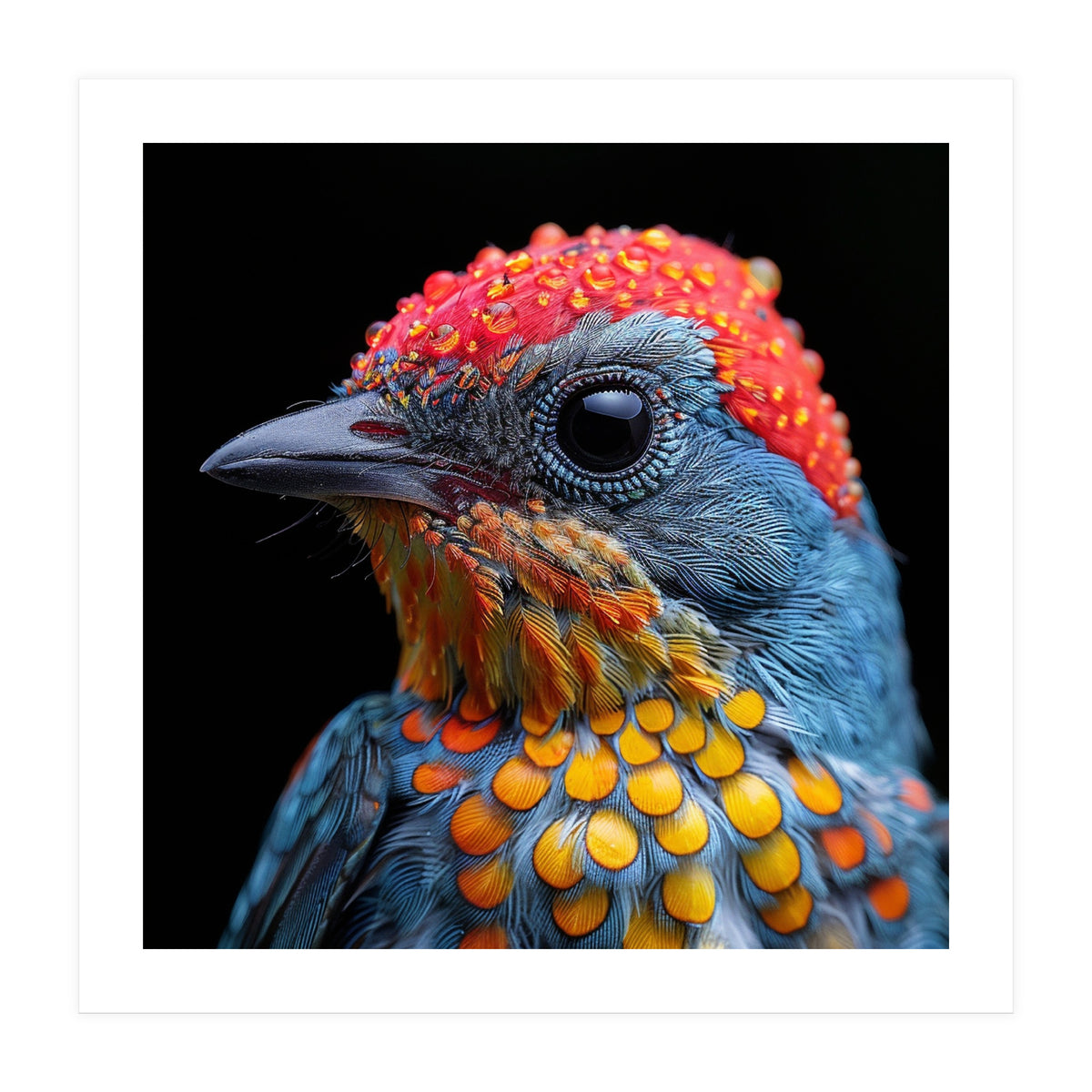 Close Up Of Colorful Bird With Water Droplets (Print Only)