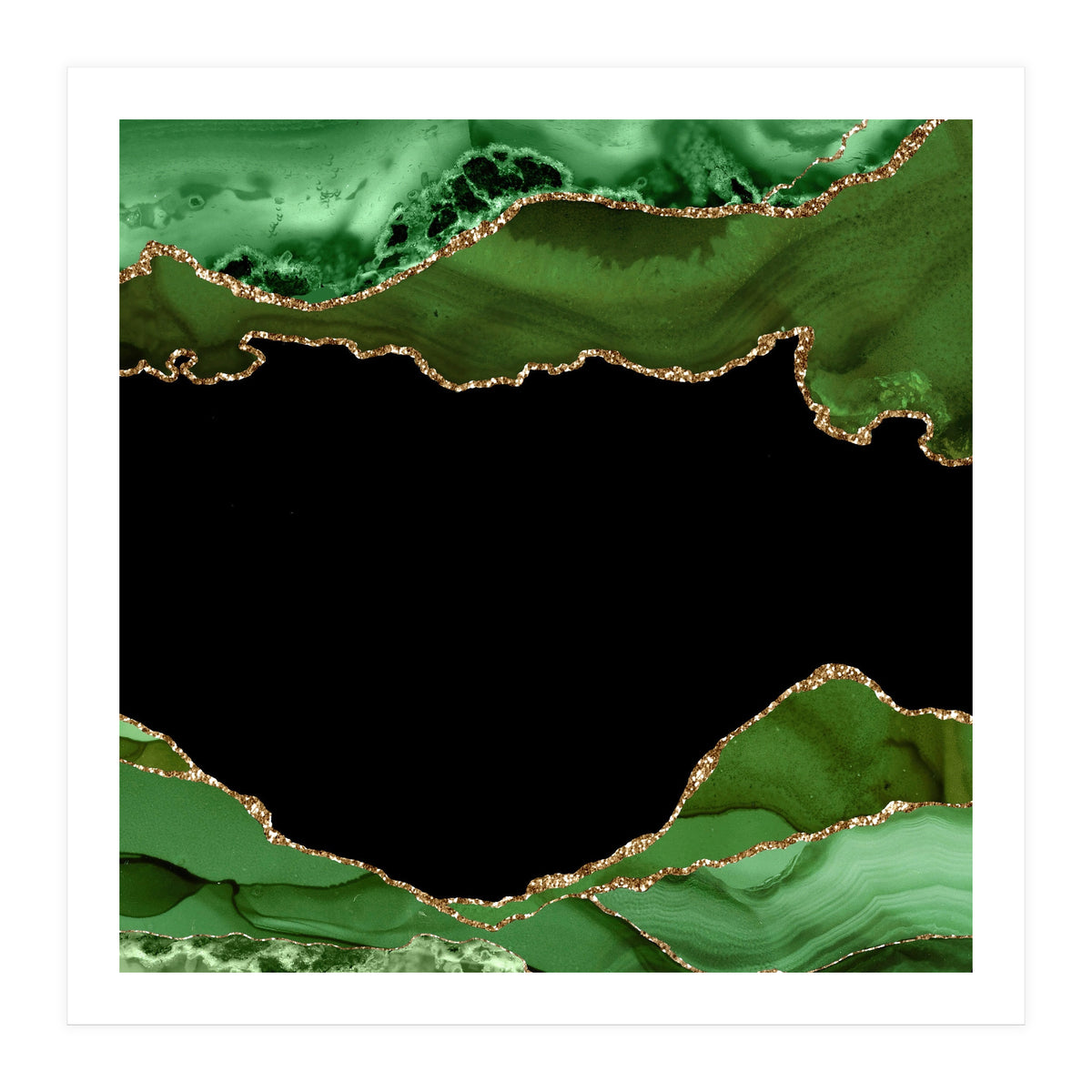 Green & Gold Agate Texture 18  (Print Only)