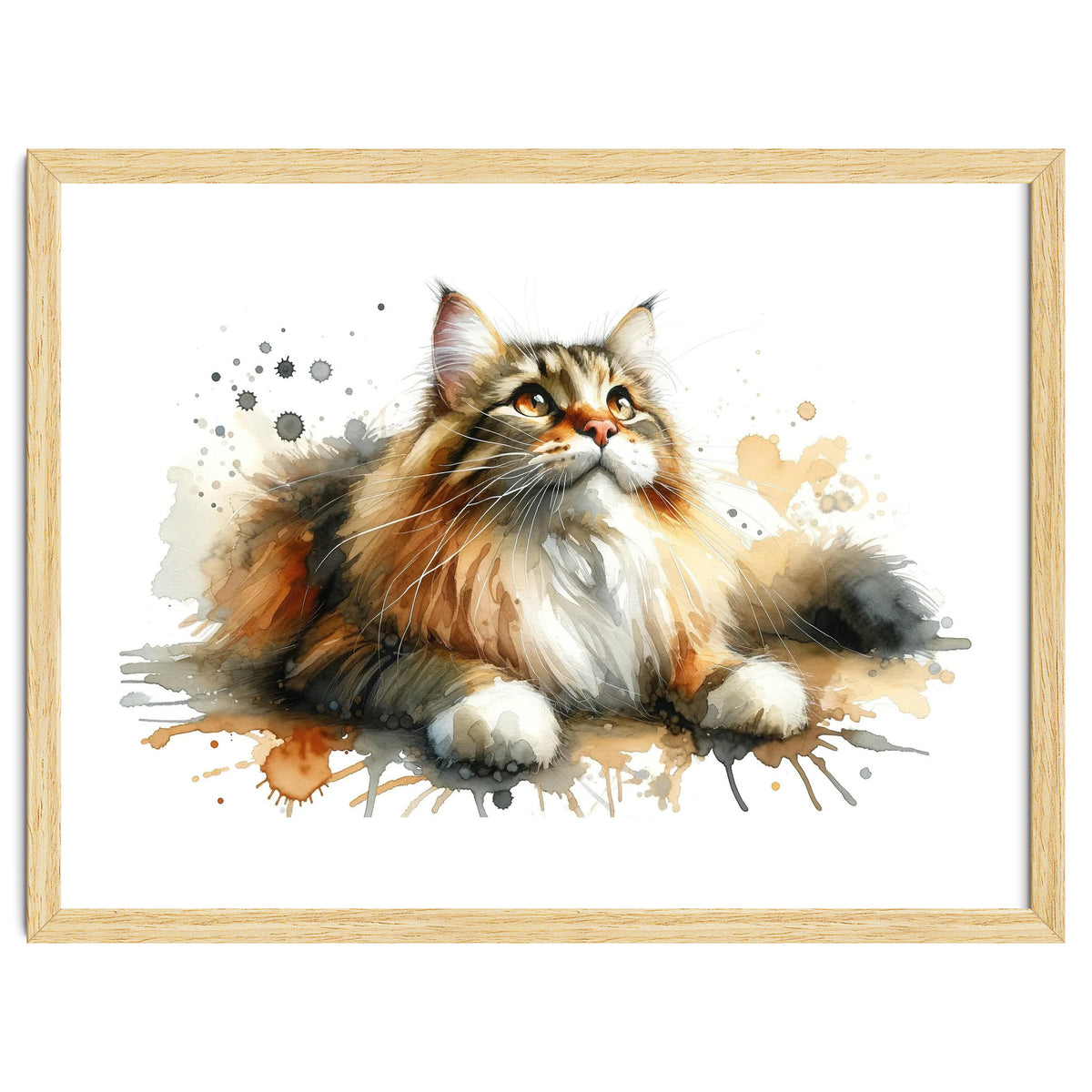 Majestic Cat With Watercolor Splashes