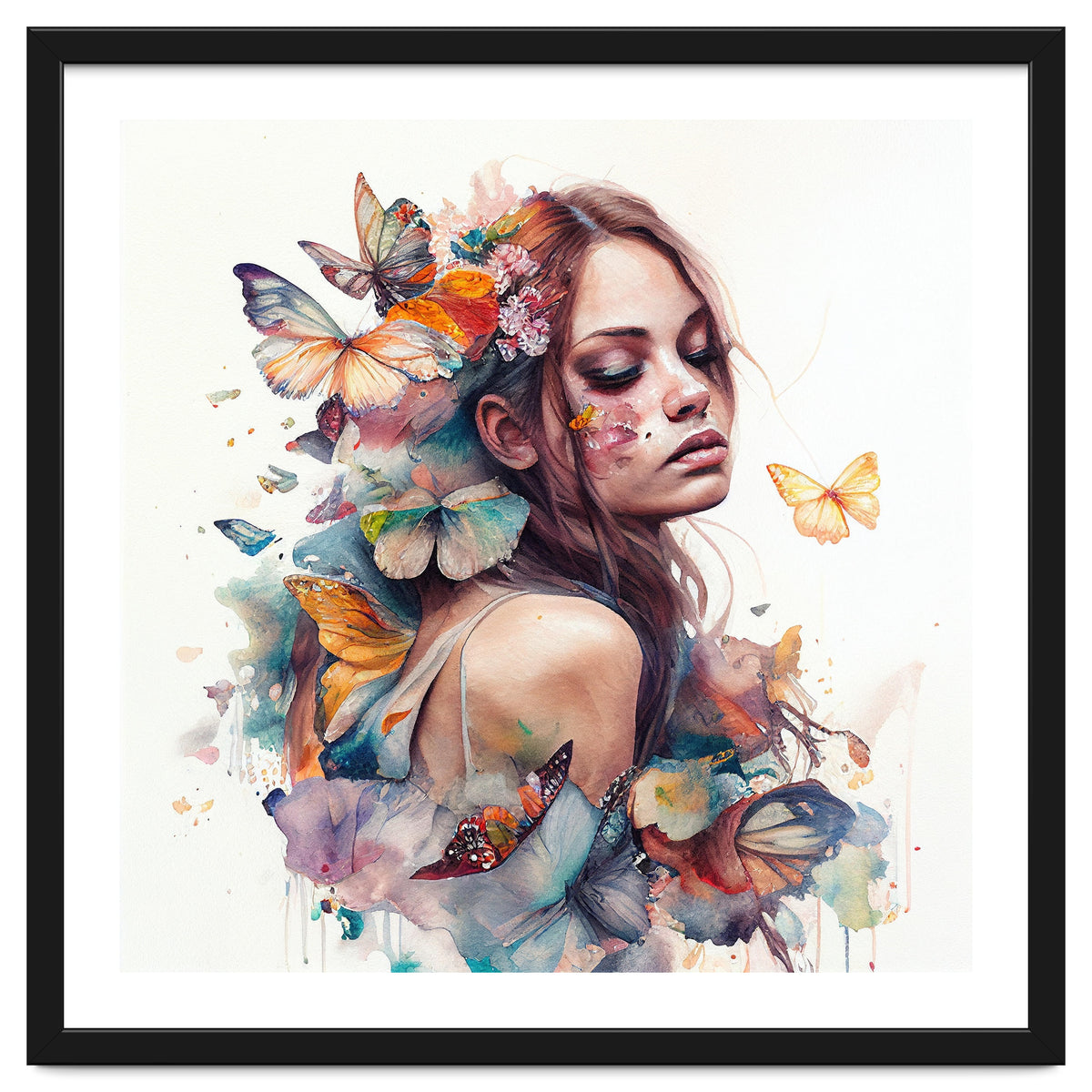 Butterfly Muse Watercolor Portrait